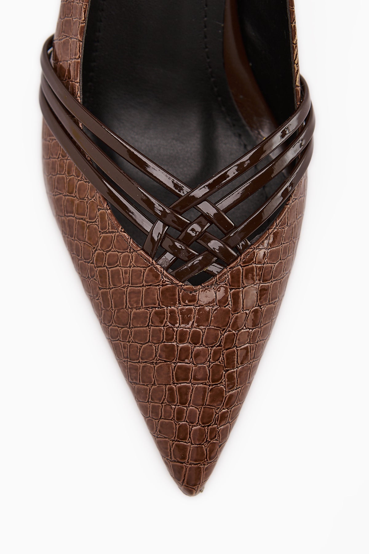 Riyam Women's Coffee Crocodile Pattern Stiletto Shoe