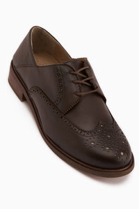 Dena Echtes Leder Braun Schnür-Brogue Oxford Damen Schuhe