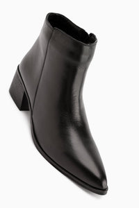Mita Genuine Leather Black Heeled Women's Boot