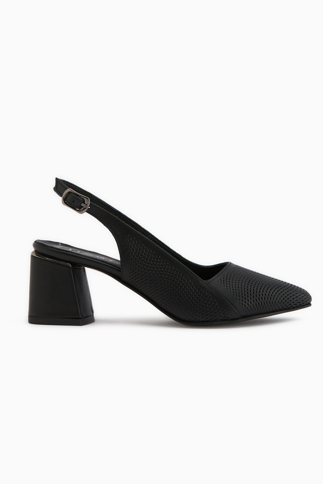 Donia Echtes Leder Schwarze Absatz Damen Sandale