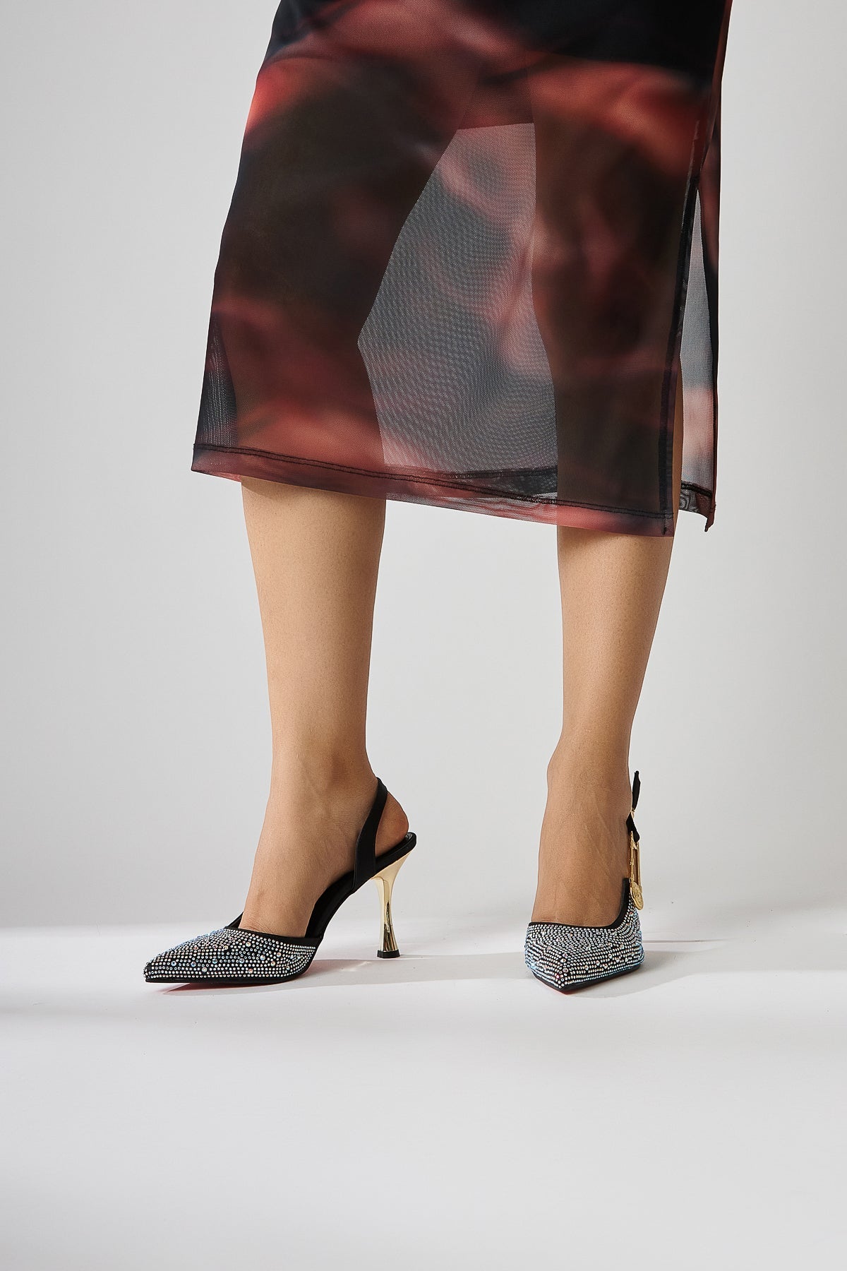 Denise Silber Knöchelriemen Absätze mit Edelsteinen