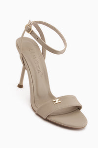 Jamila Beige Knöchelriemen Dünne Absatz Damen Schuhe