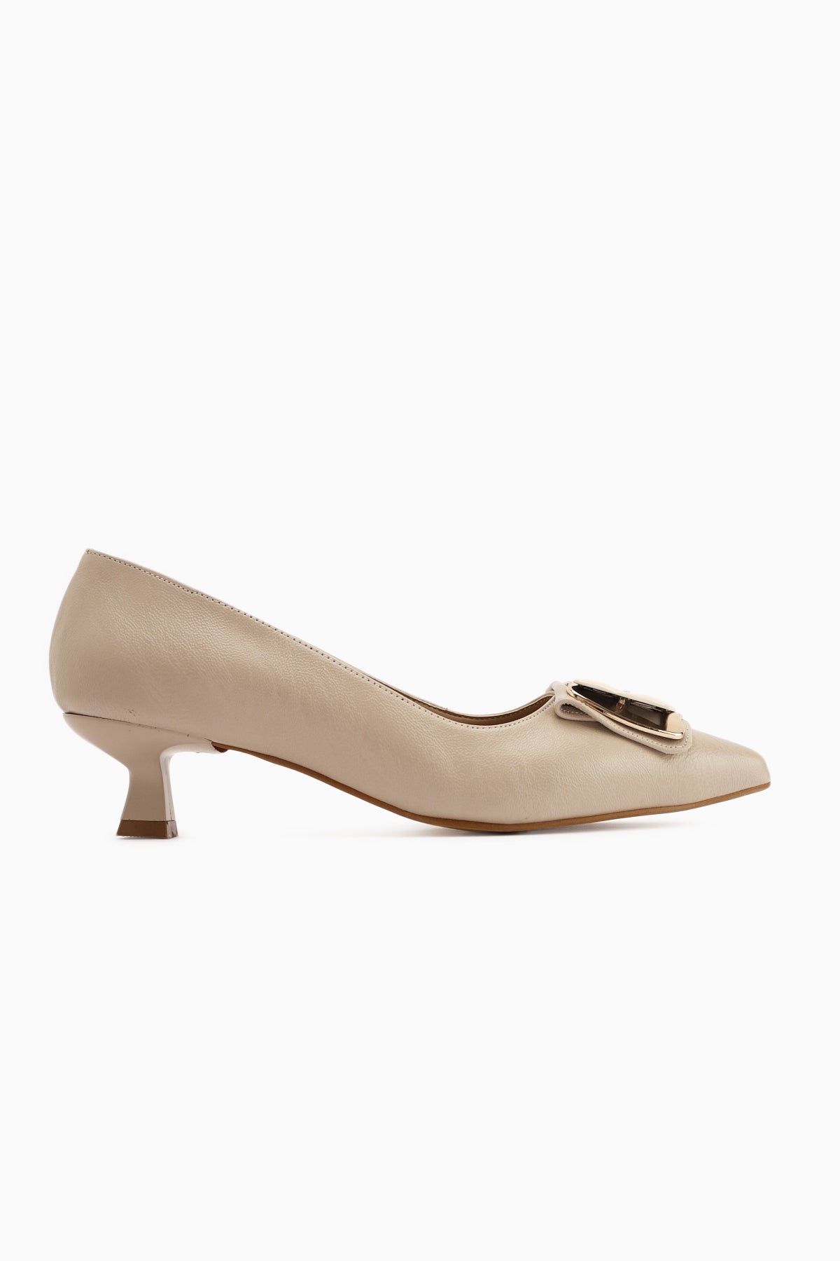 Judita Beige Buckled Women's Heeled Shoe