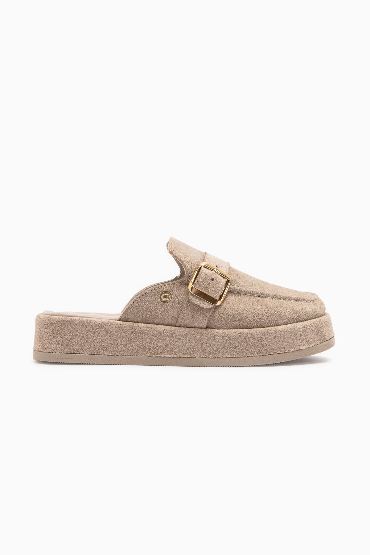 Gity Bej Süet Çift Tokalı Kadın Slingback Loafer Ayakkabı