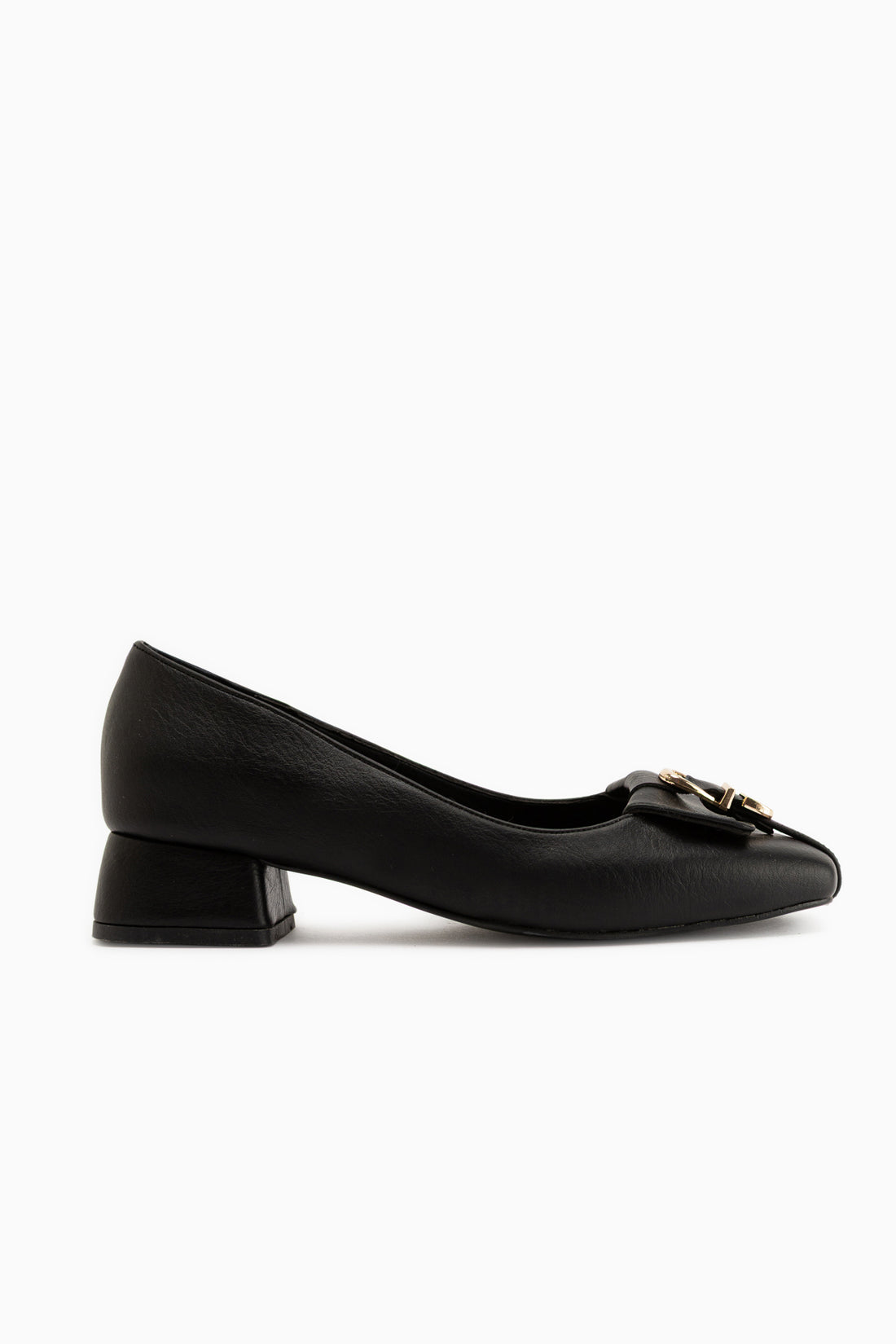 Jerry Echtes Leder Schwarze Kurze Absatz Damen Schuhe