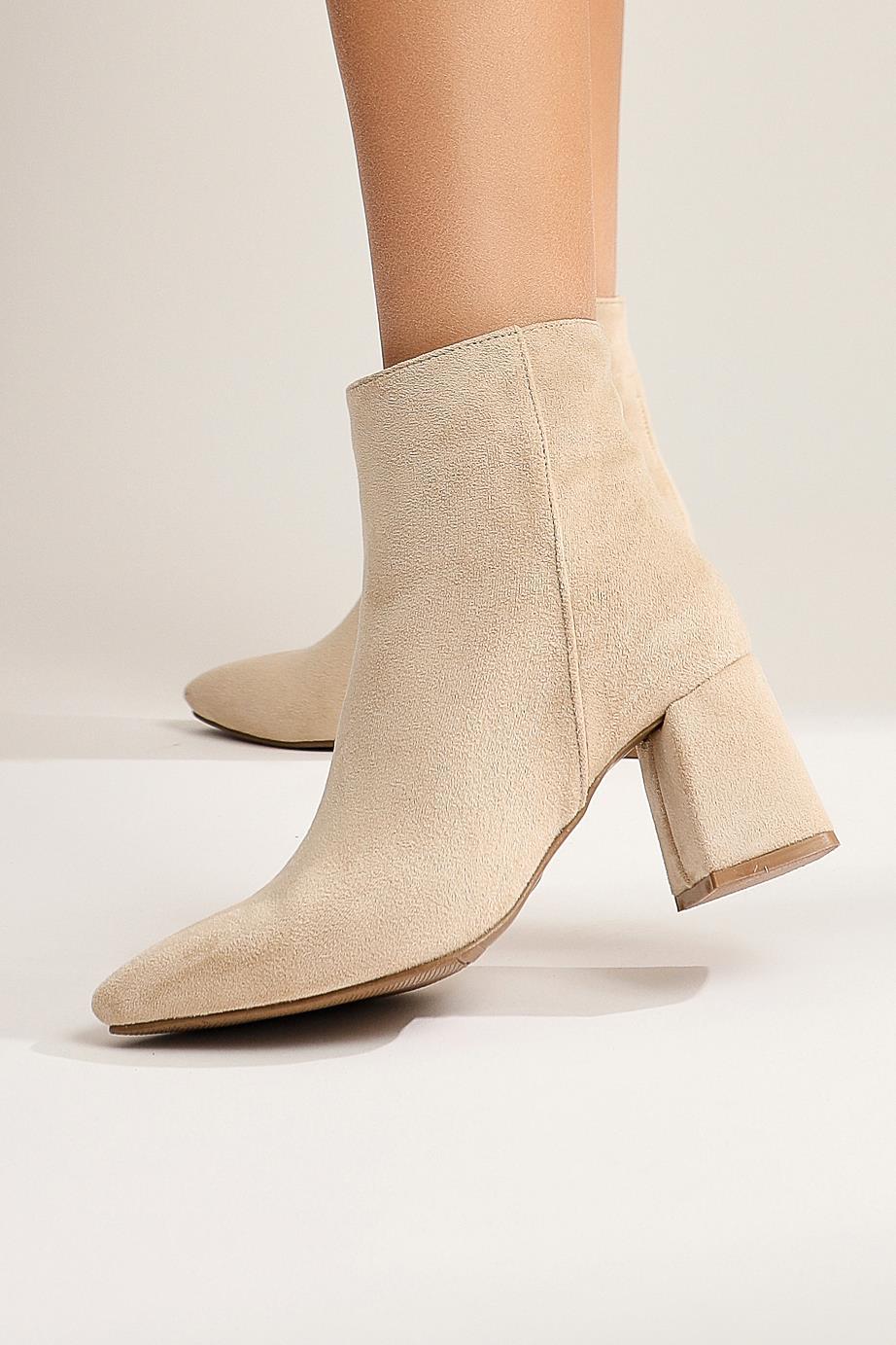 Ann Karin Ten Suede Pointed Toe Zippered Heeled Boots