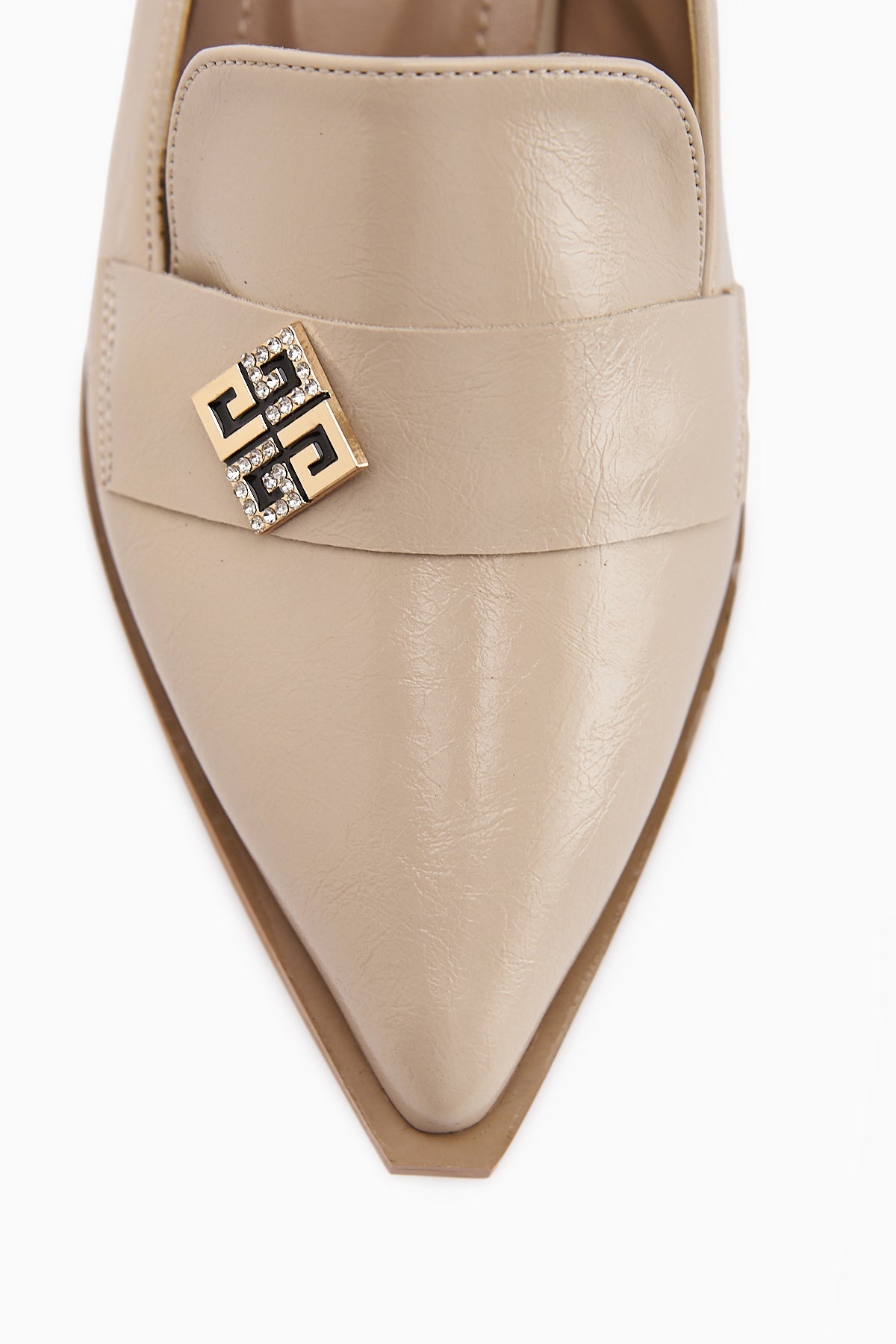 Jaklin Women's Beige Pointed Toe Low Heel Shoe