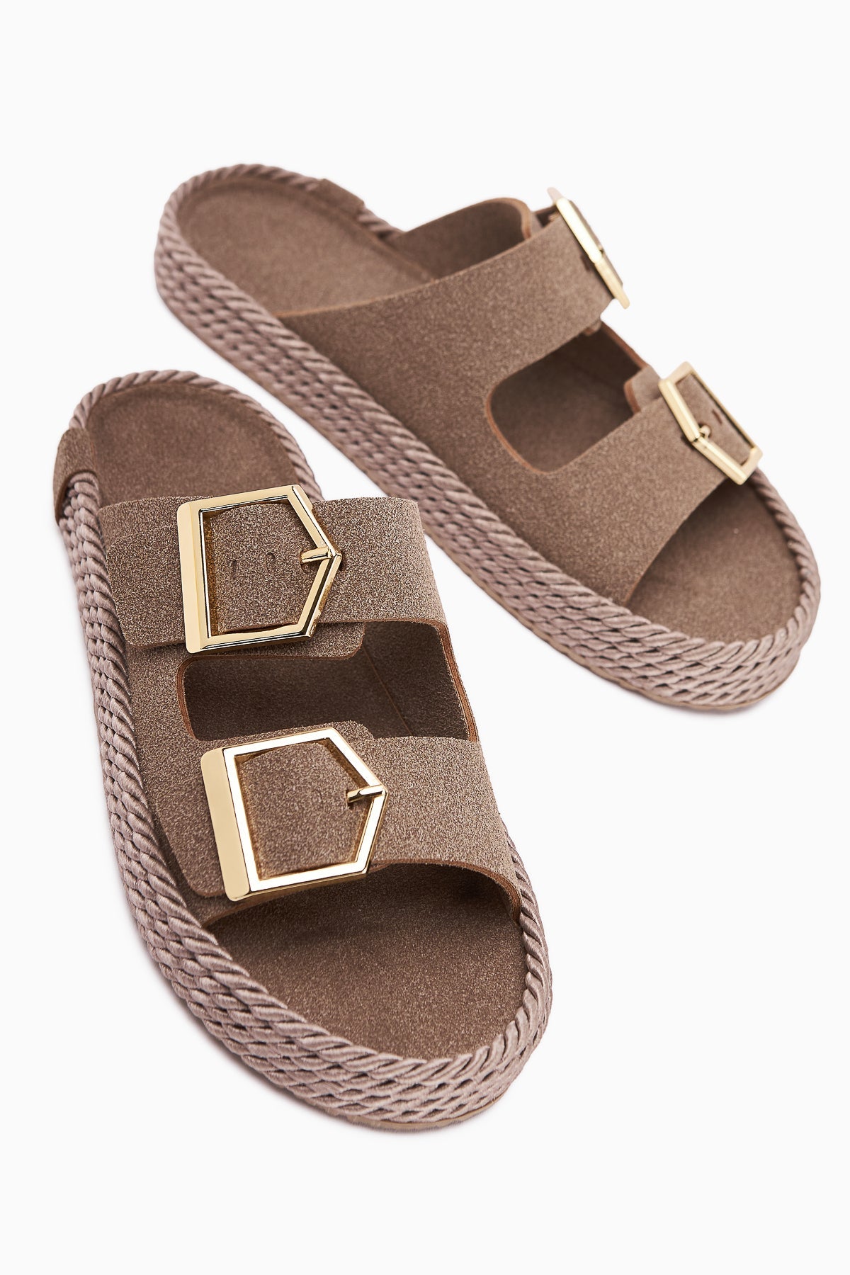 Horia Women's Double-Strap Woven Sole Slippers in Vizon