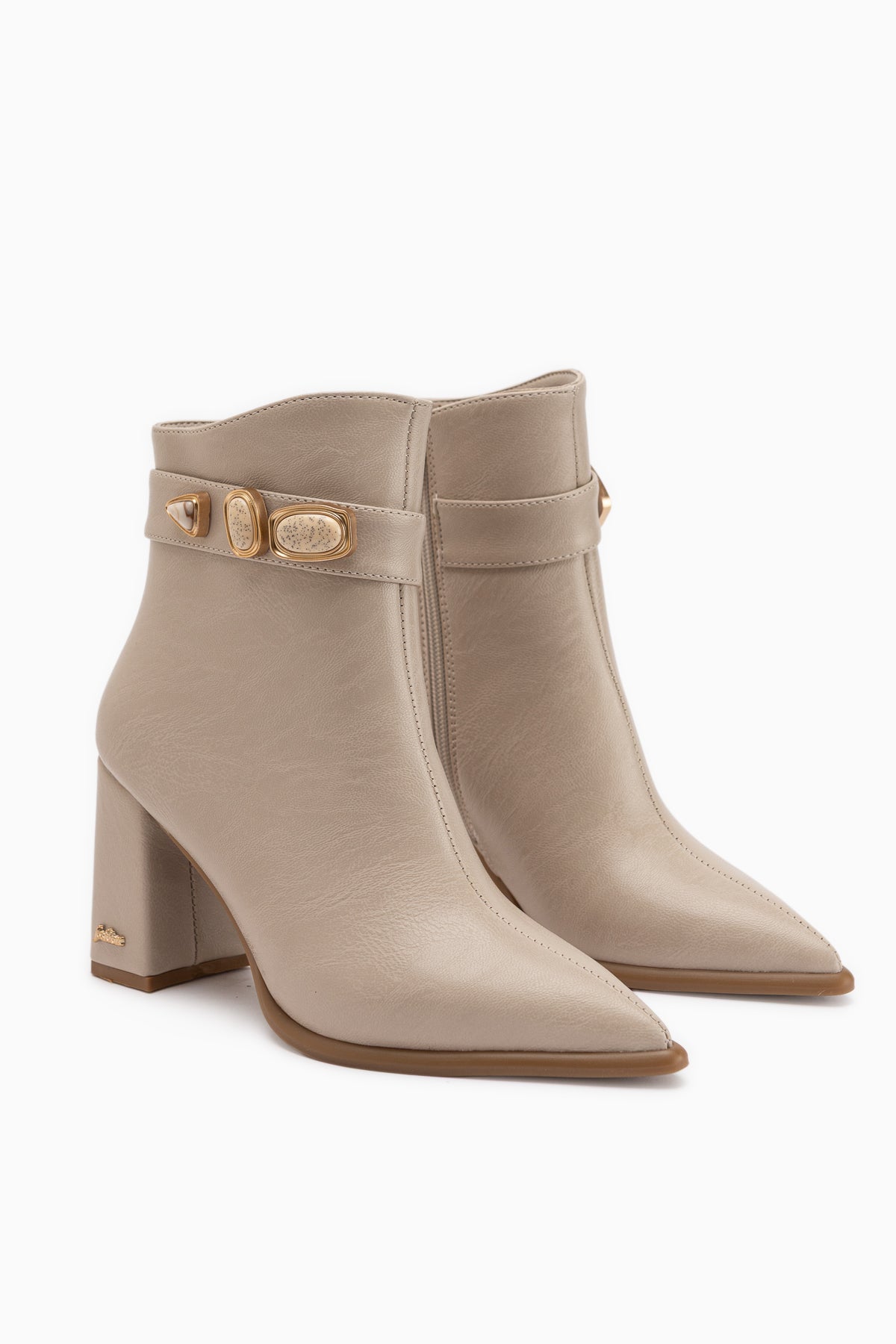 Loretta Beige Abnehmbarer Schaft 2-in-1 Absatz Damen Stiefel & Stiefeletten