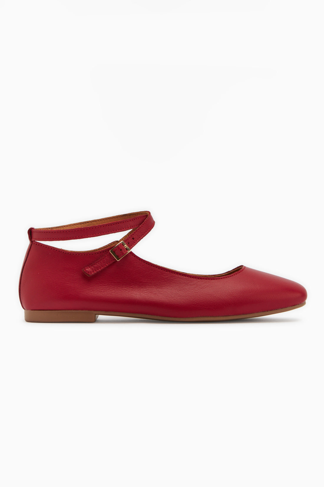 Echtes Leder Rote Kreuzriemen Damen Ballerinas