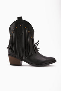Lillebeth Schwarze Fransen Nieten Damen Western Stiefel
