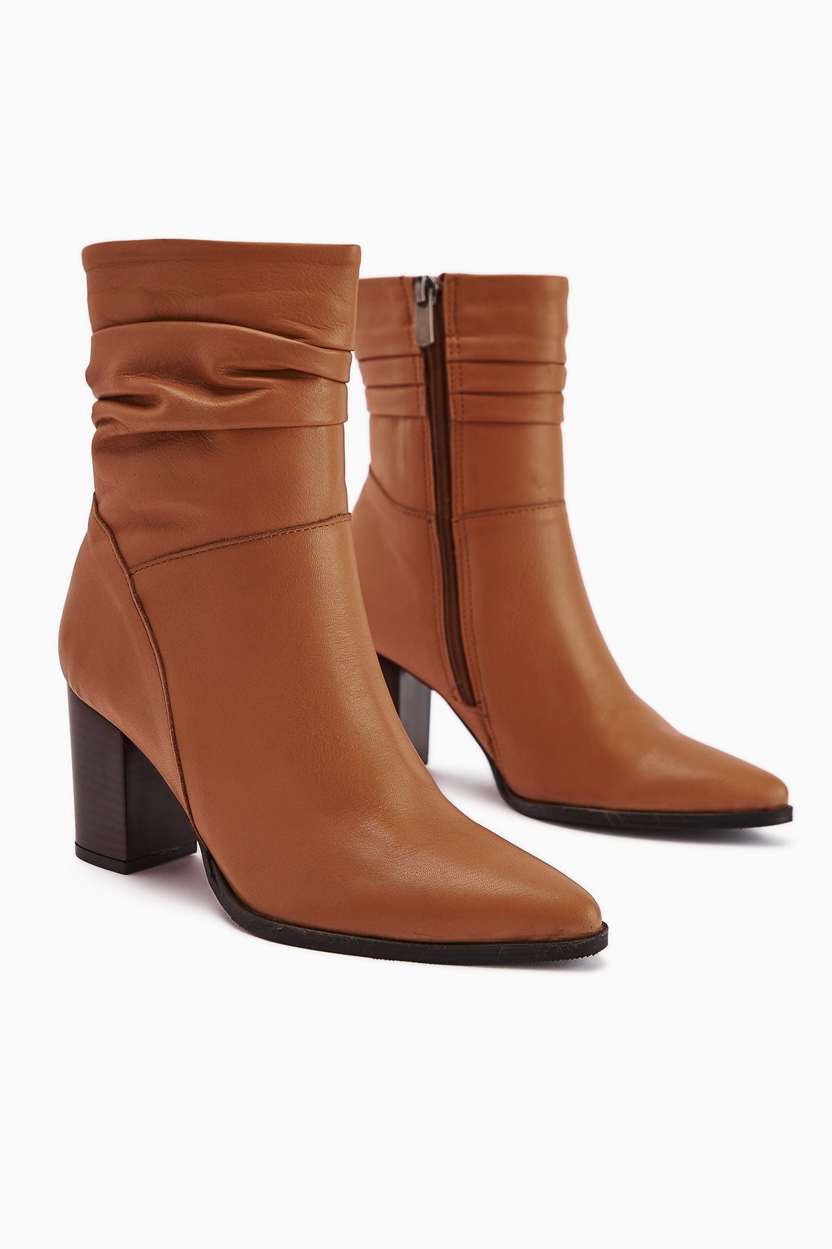 Tamina Genuine Leather Taba Pointed Toe Heeled Women's Boot