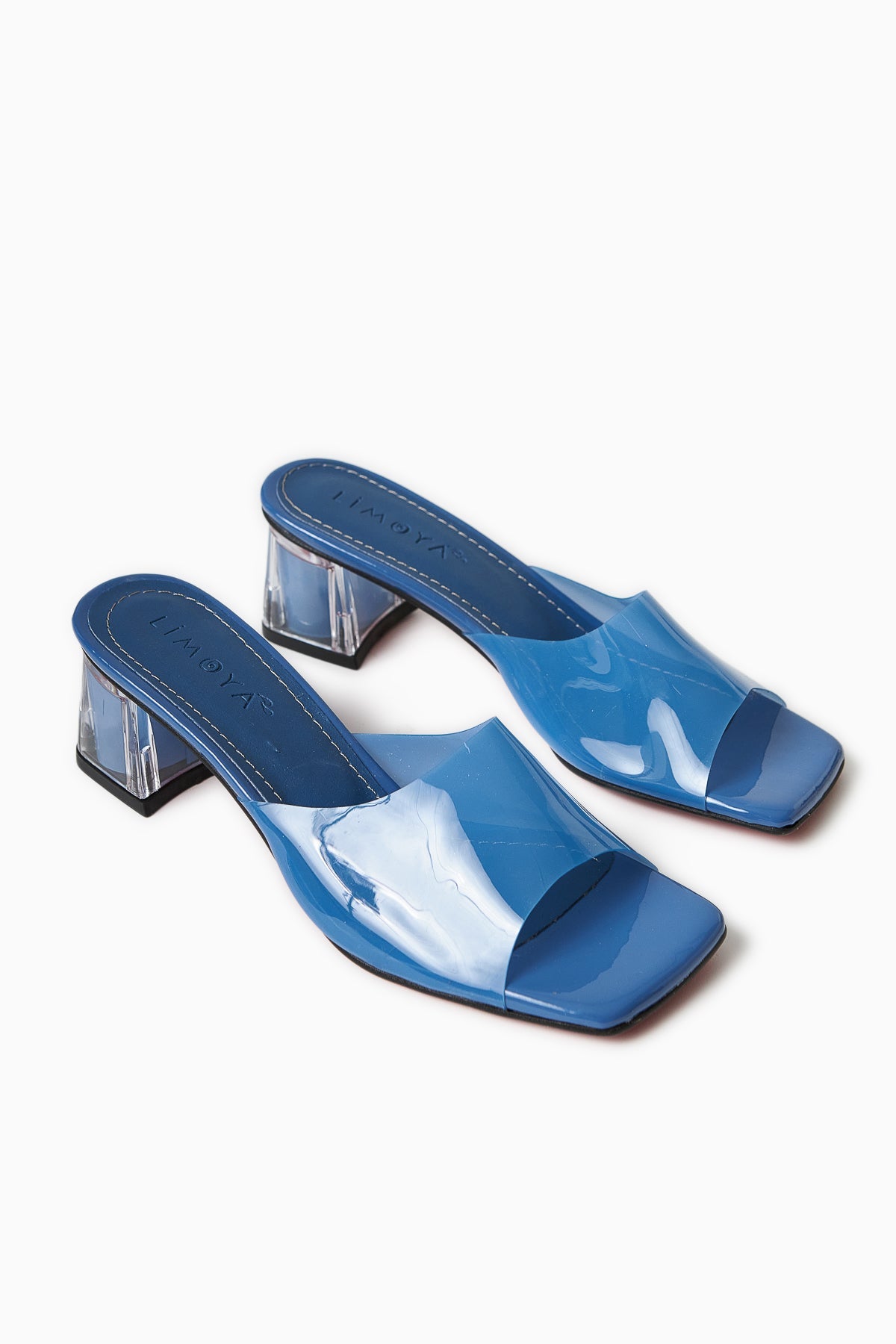 Persa Blaue Transparente Riemen Transparente Absatz Damen Hausschuhe