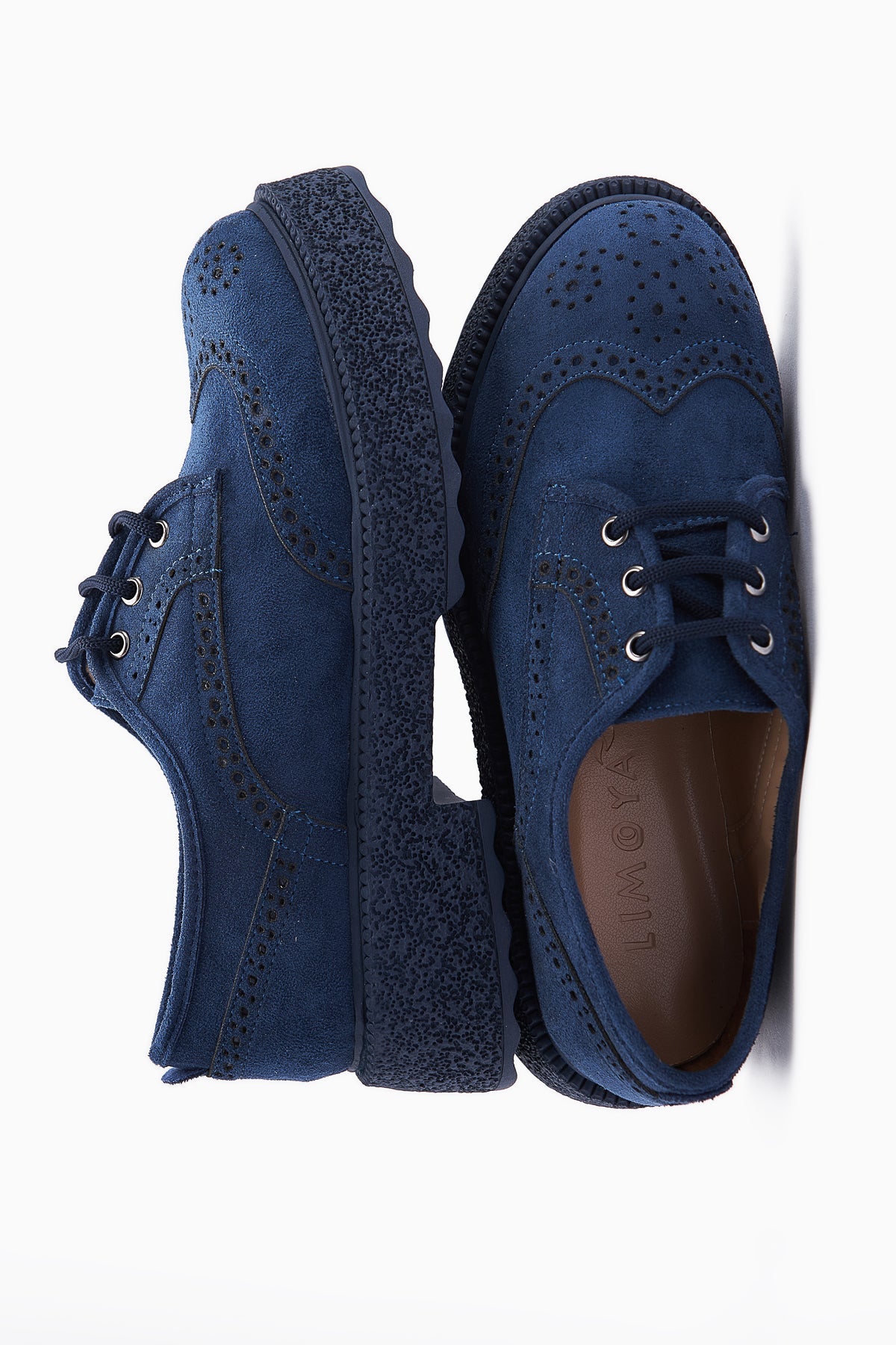 Rossy Marine Wildleder Ovaler Zehen Laser Cut Täglicher Schuh