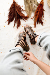 Genuine Leather Miranda Copper Color Zippered Gladiator Sandals