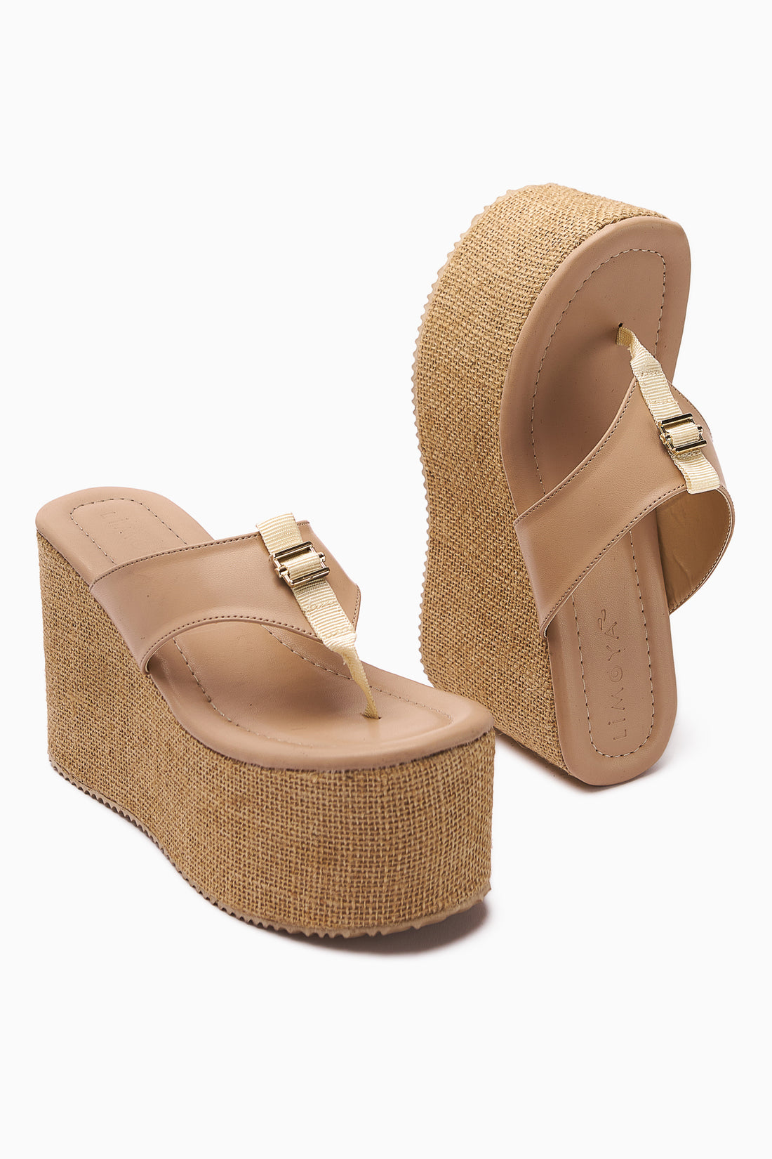 Tania Nud Women's Flip-Flop Straw-Soled Wedge Heel Slippers