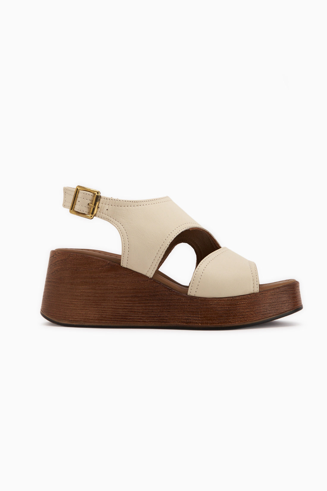 Olea Echtes Leder Beige Keil Damen Sandale