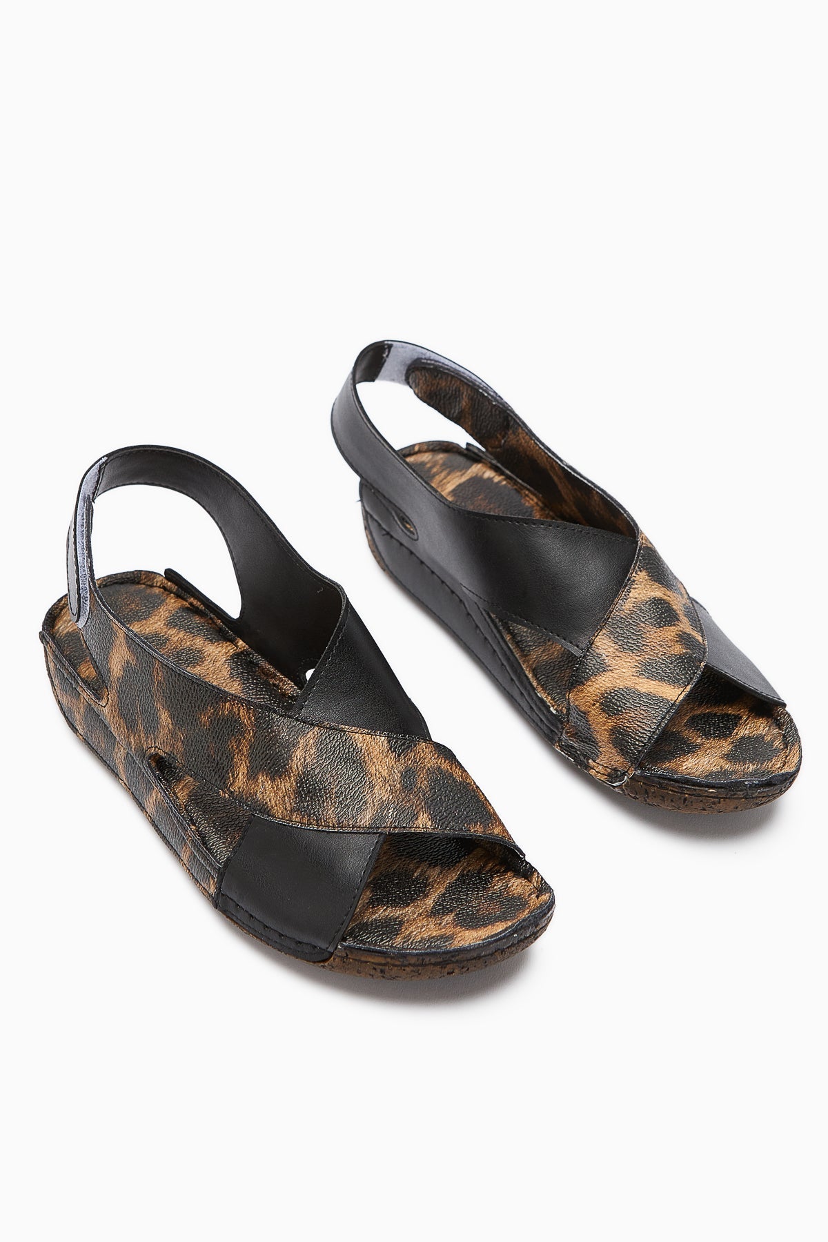 Margit Leoparddruck Kreuzriemen Damen Komfort Sandalen
