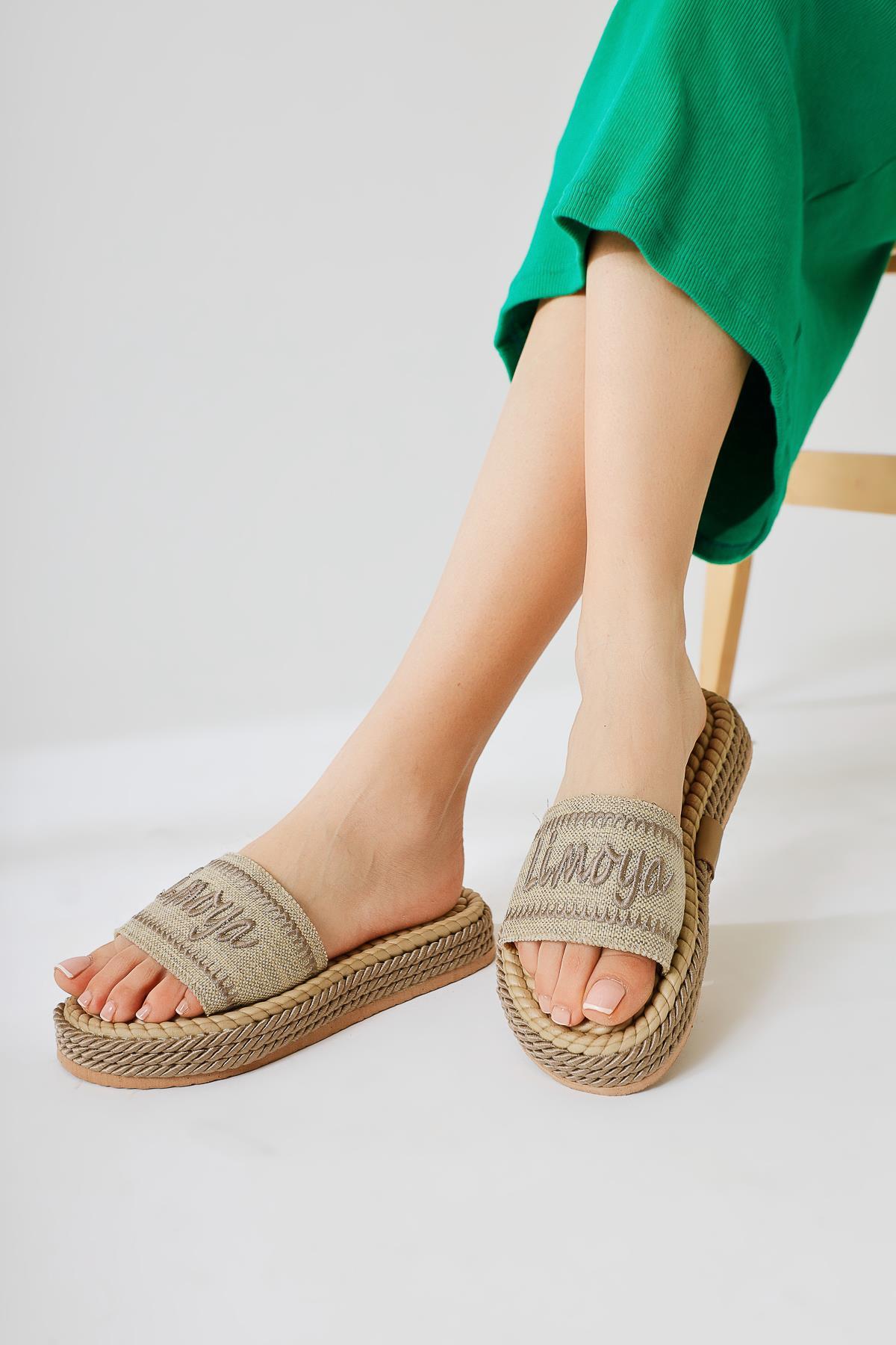 Vasana Weiche Textur Dicke Sohle Seil Pantoffeln in Vizon