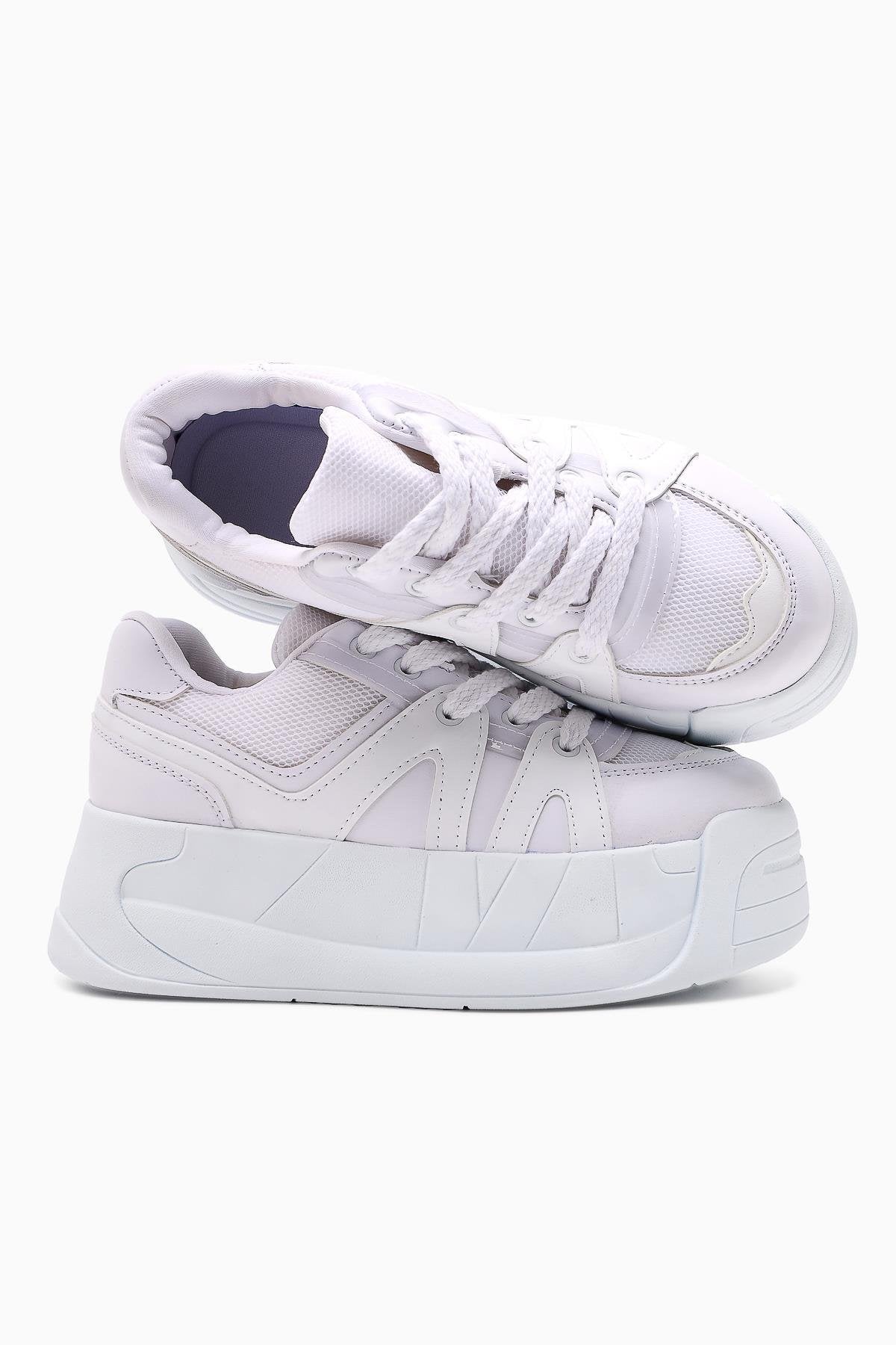 Alvi Weiße Leder Detaillierte Damen Sneakers