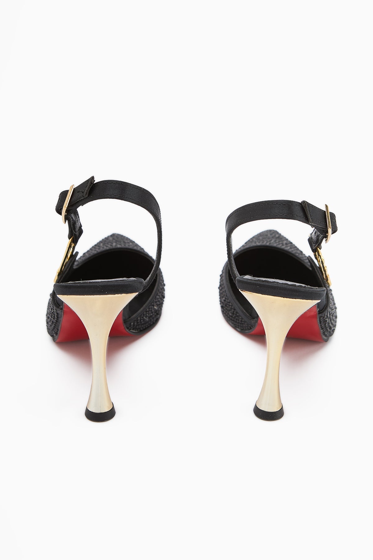 Denise Steinverzierte Schwarze Knöchelbindung Absatz Damenschuh