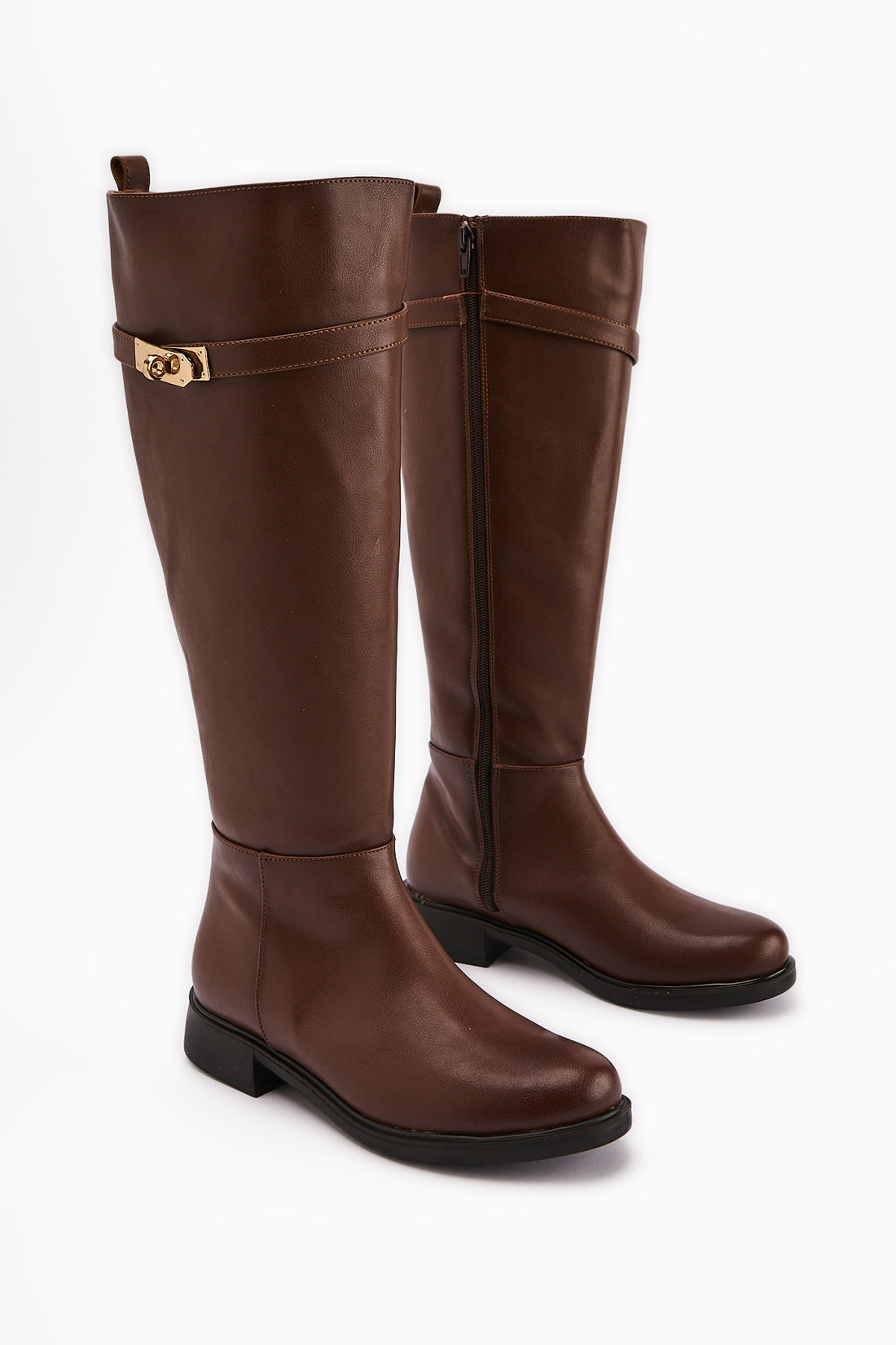 Kanako Tan Accessoires Reißverschluss Kurz Absatzstiefel