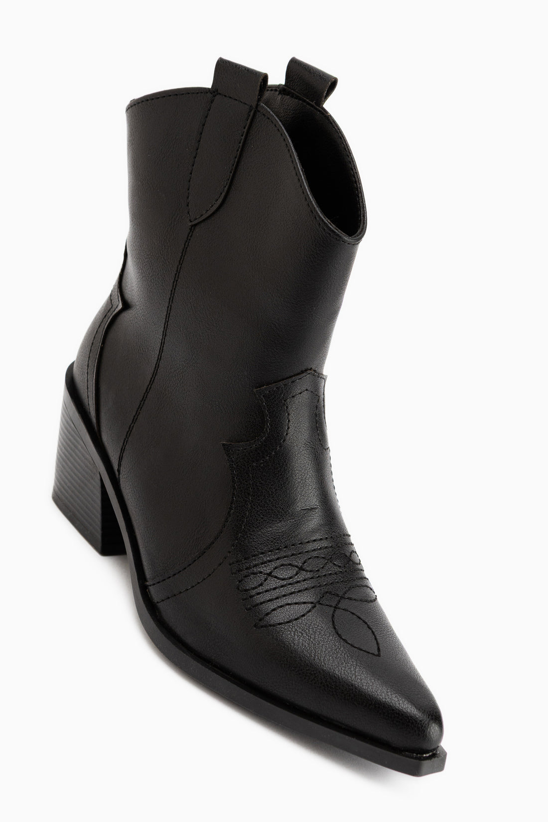 Joo Black Pointed Toe Embroidered Western Boots