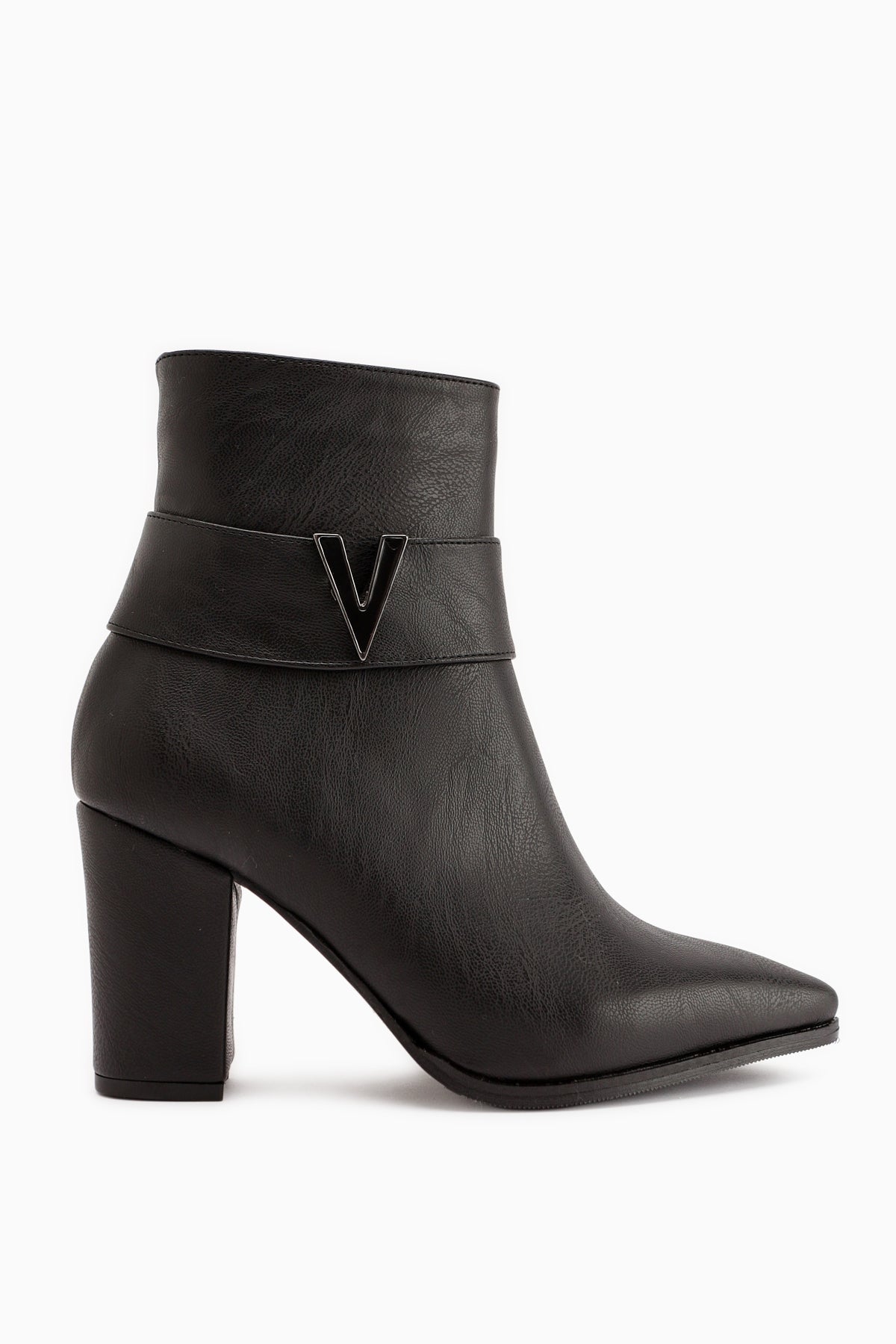 Elvia Black Buckled Chunky Heel Boots