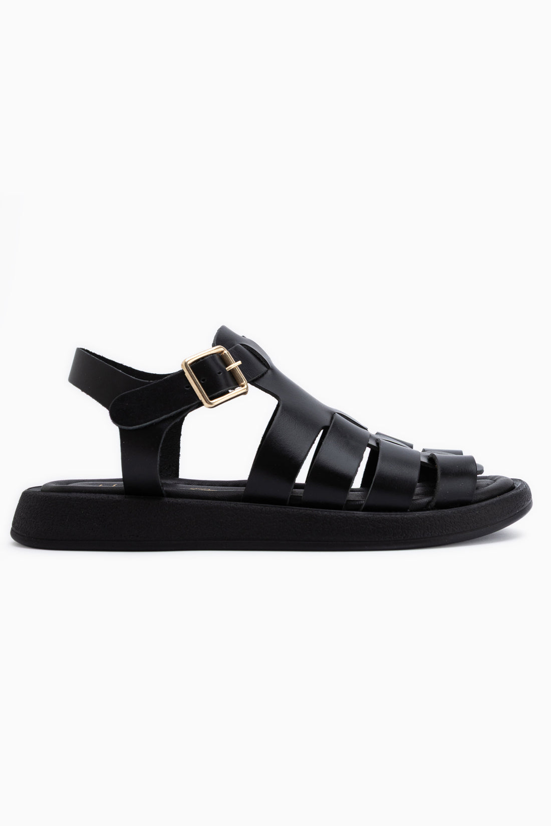 Avery Echtes Leder Schwarz Damen Sandale