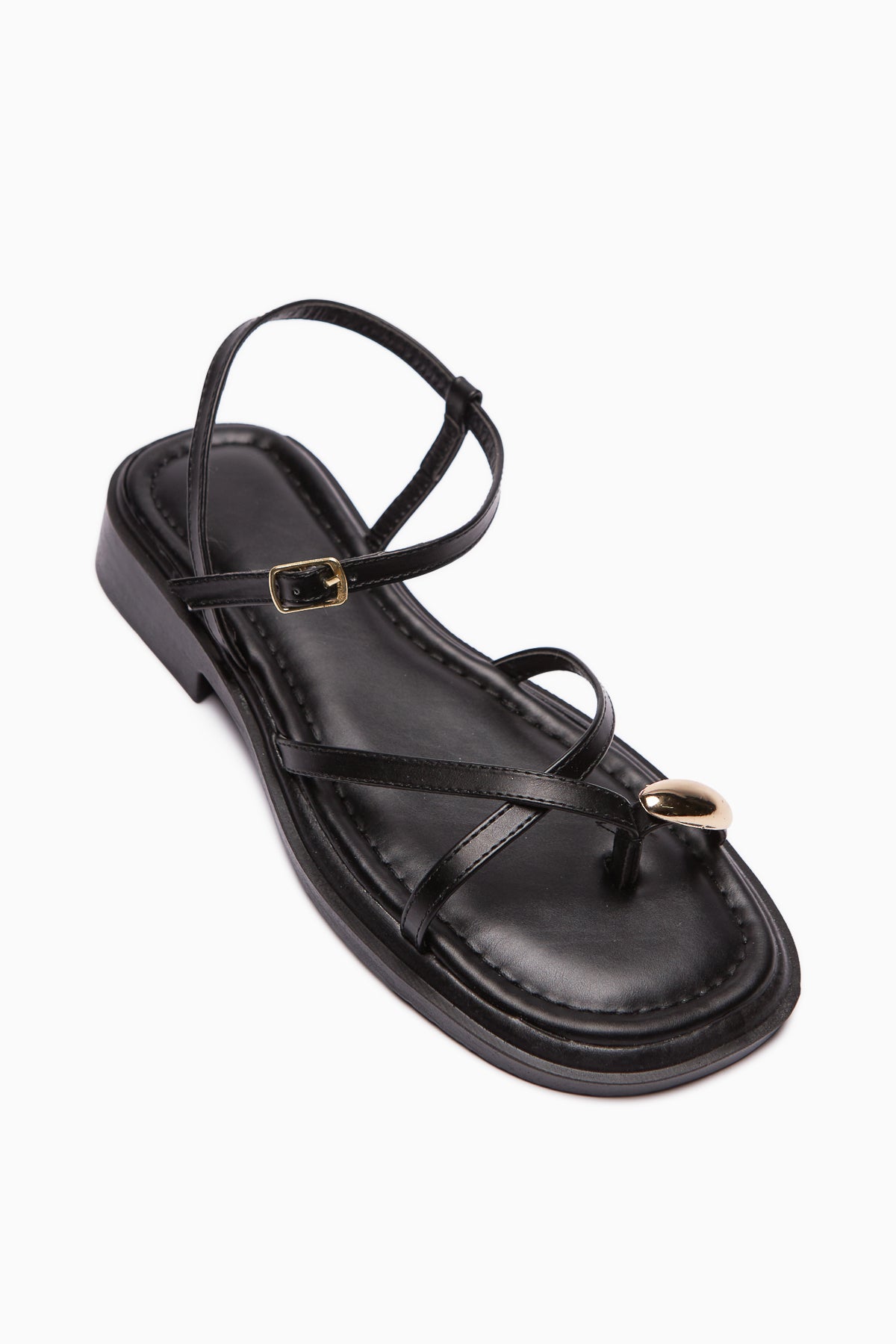 Lissi Schwarze Kreuzriemen-Schnallen Damen Zehentrenner Sandalen