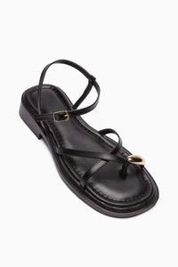 Lissi Schwarze Kreuzriemen-Schnallen Damen Zehentrenner Sandalen