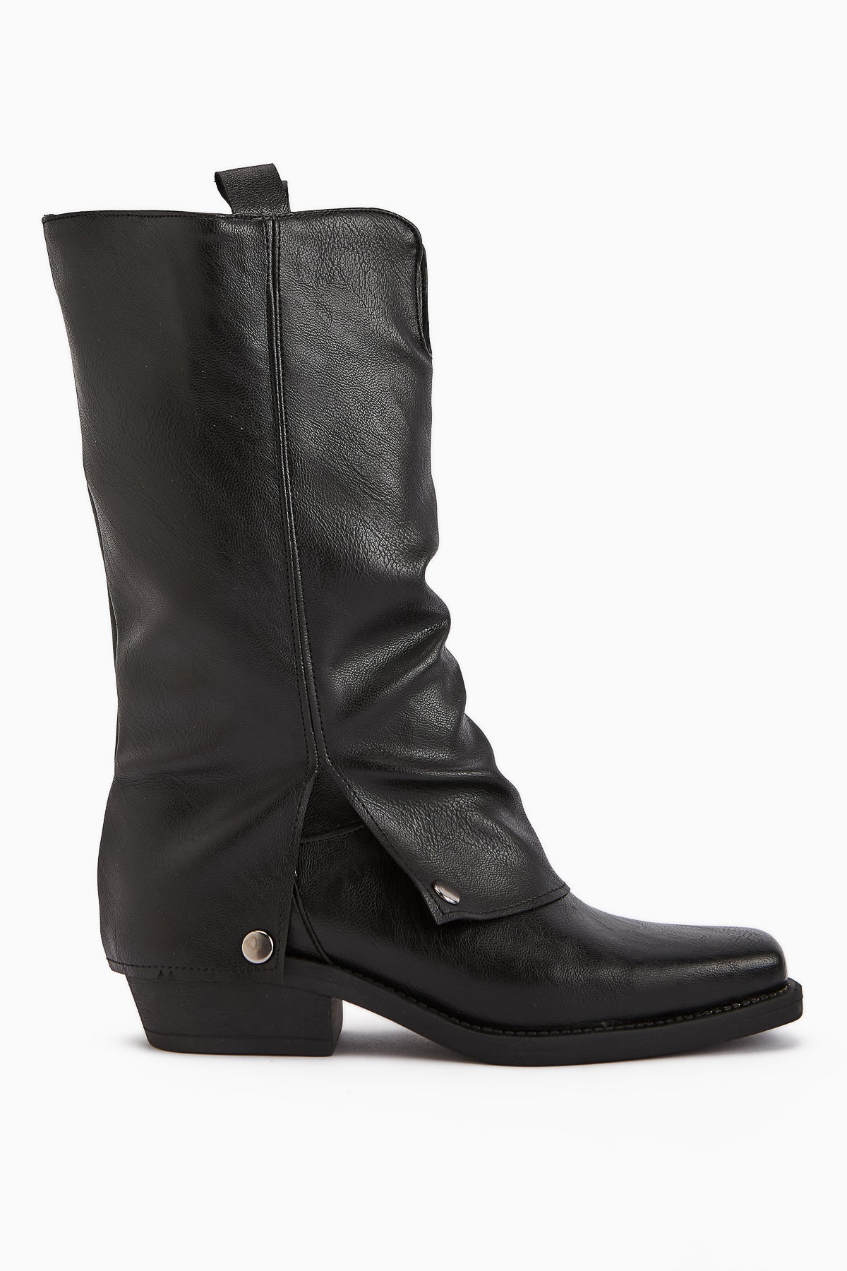 Fadia Black Square Toe Pleated Women's Boot