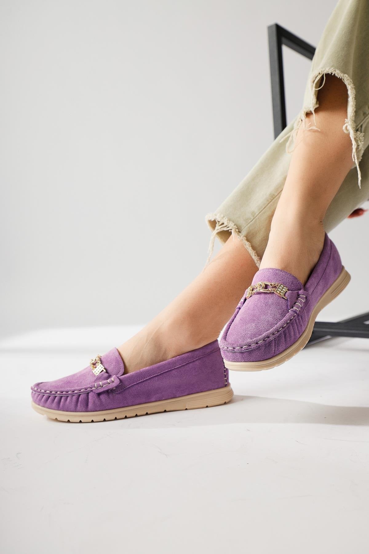 Turi Lilac Suede Buckle Detailed Casual Shoes