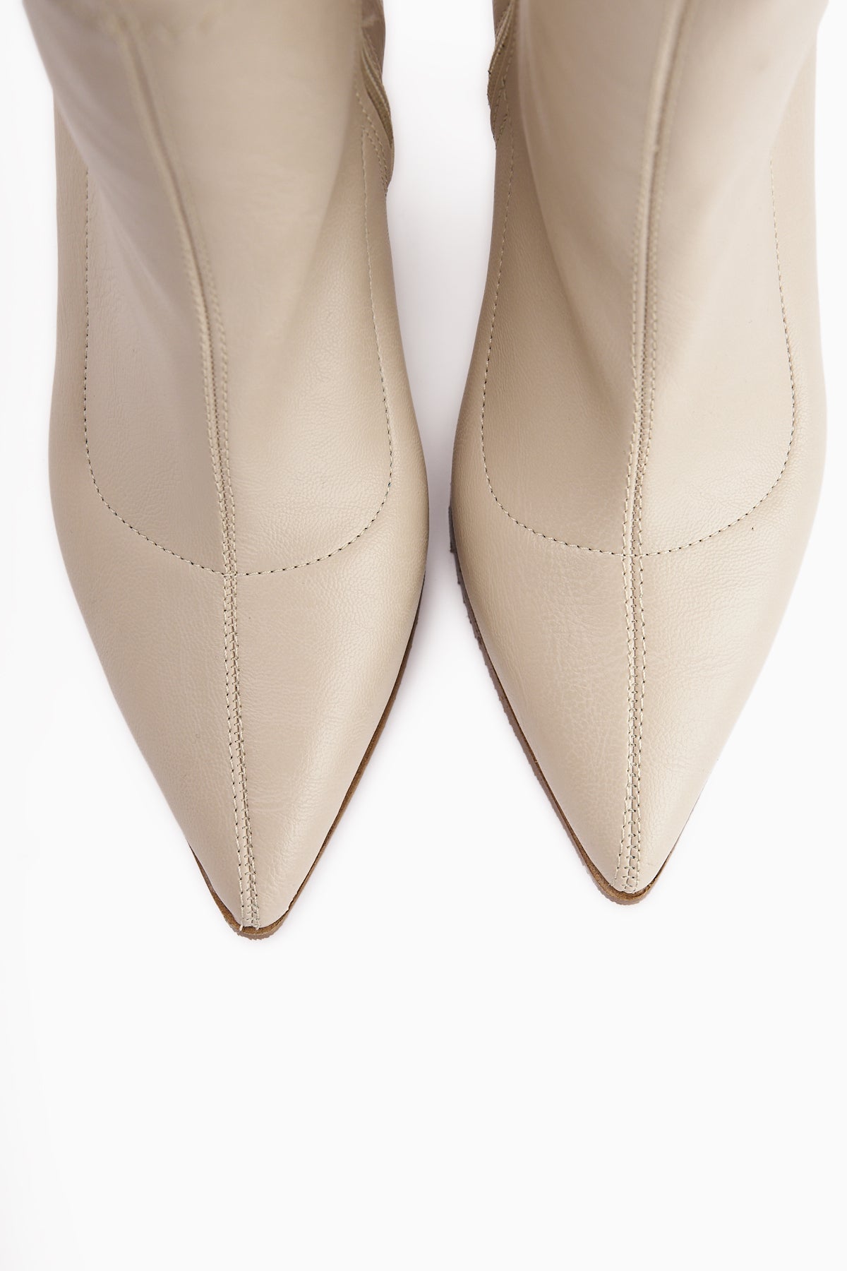 Susy Beige Thick Heeled Stretch Women's Boot