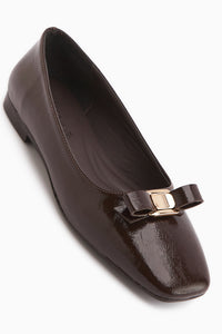 Darin Braun Schleifen Detail Damen Ballerinas