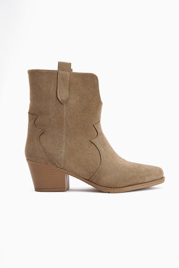 Erica Mink Suede Heeled Western Women's Boot