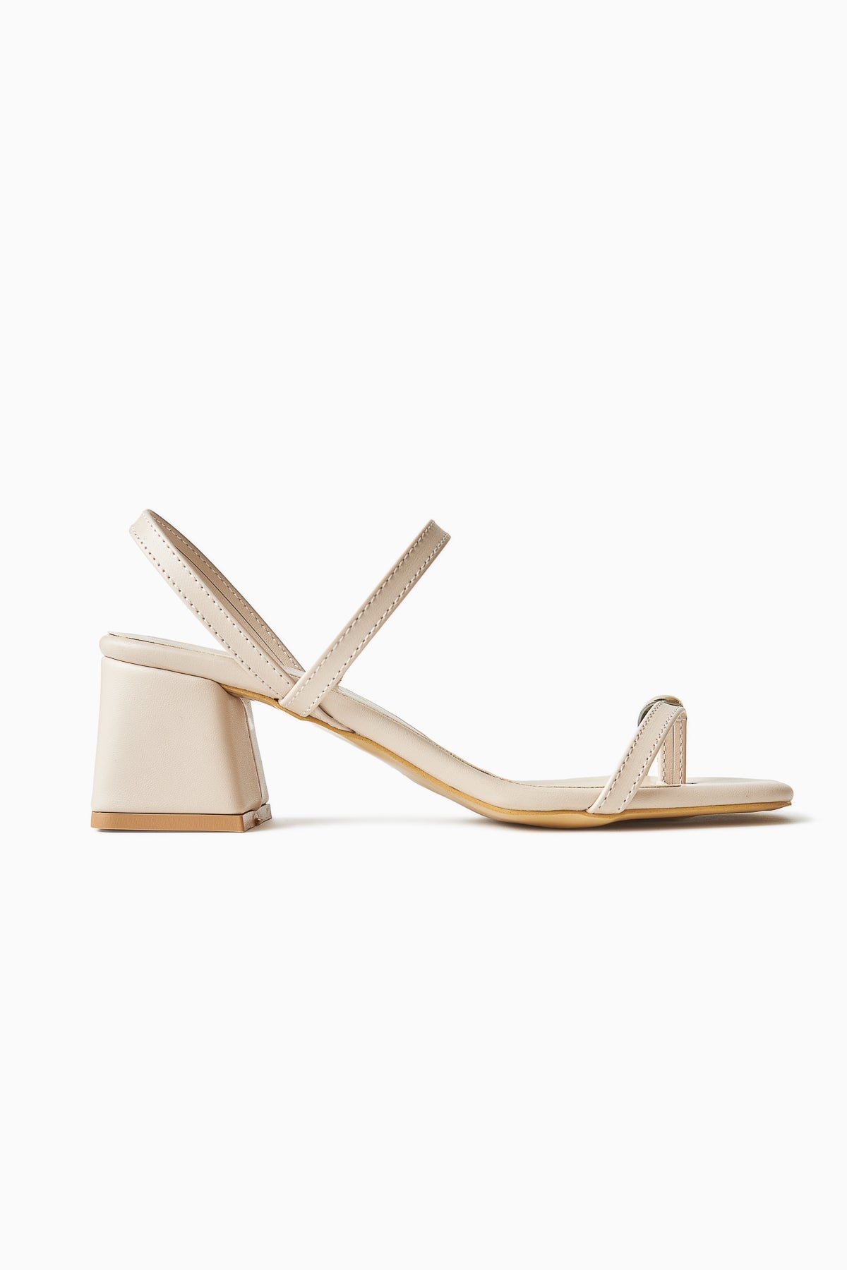 Selenya Beige Zehentrenner Sandalen mit Schnallen Detail für Frauen