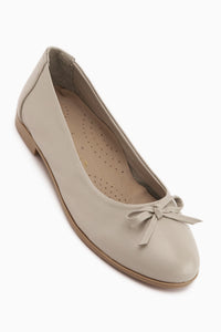 Holly Echtes Leder Beige Schleife Damen Ballerinas