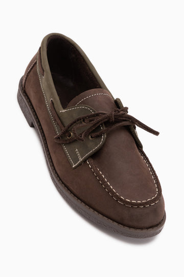 Echtes Leder Janica Braun Schnür Damen Mokassinschuhe