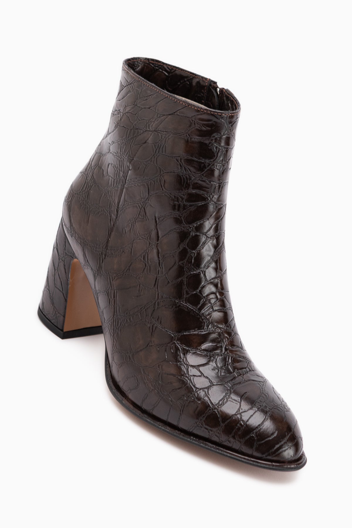 Marion Braun Krokodil Muster Damen Absatzstiefel