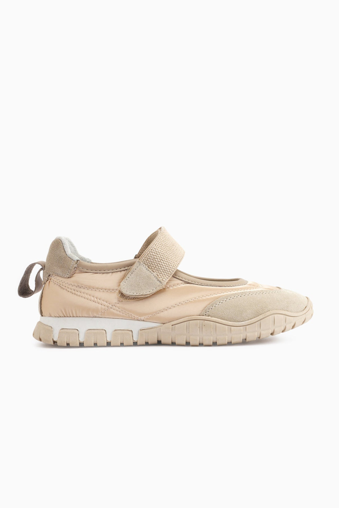 Nora Beige Fur-Lined Velcro Sporty Ballet Flat