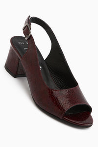 Catia Genuine Leather Burgundy Snake Patterned Women’s Heeled Sandal