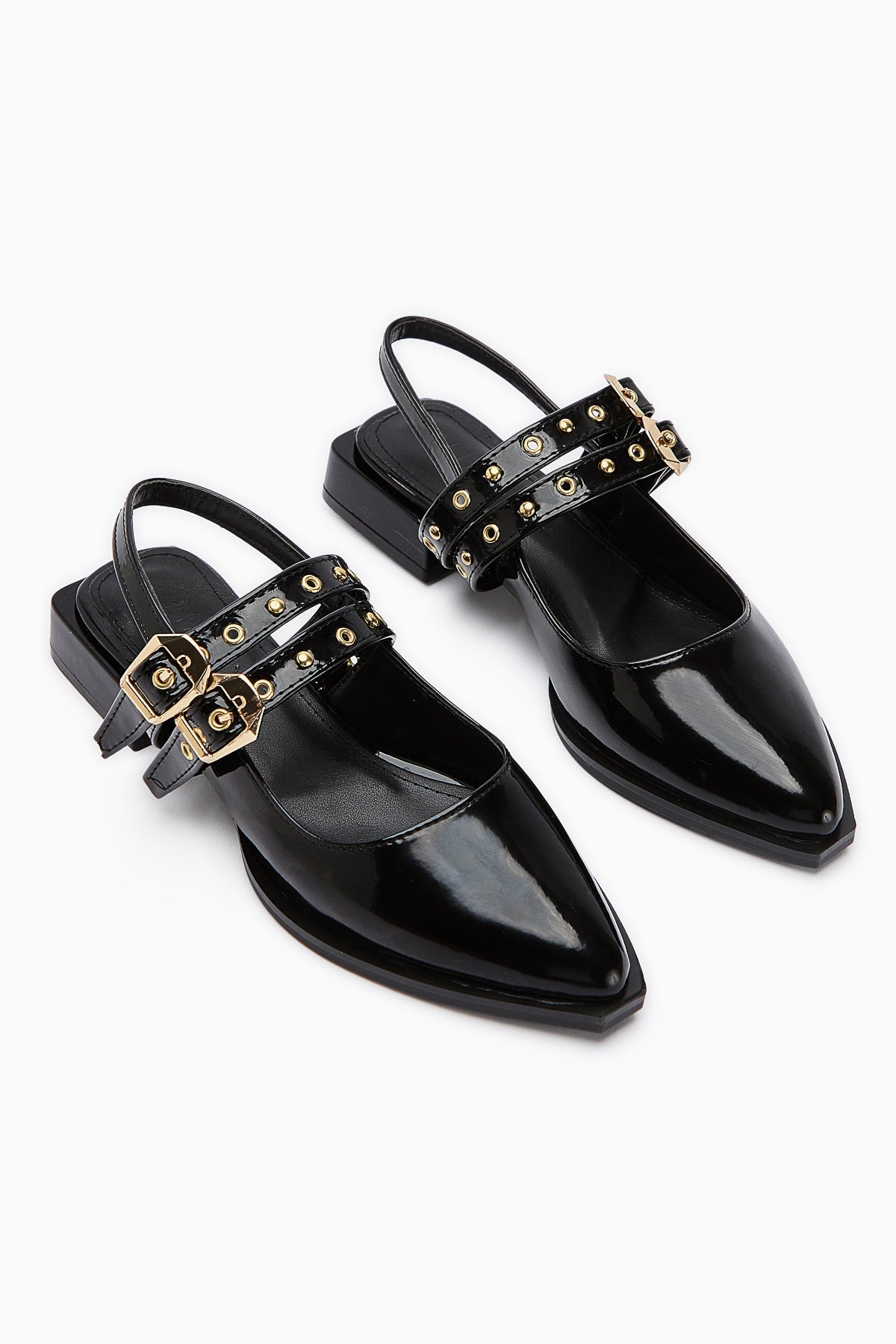 Siran Damen Schwarze Lackleder Doppelriemen Sandale