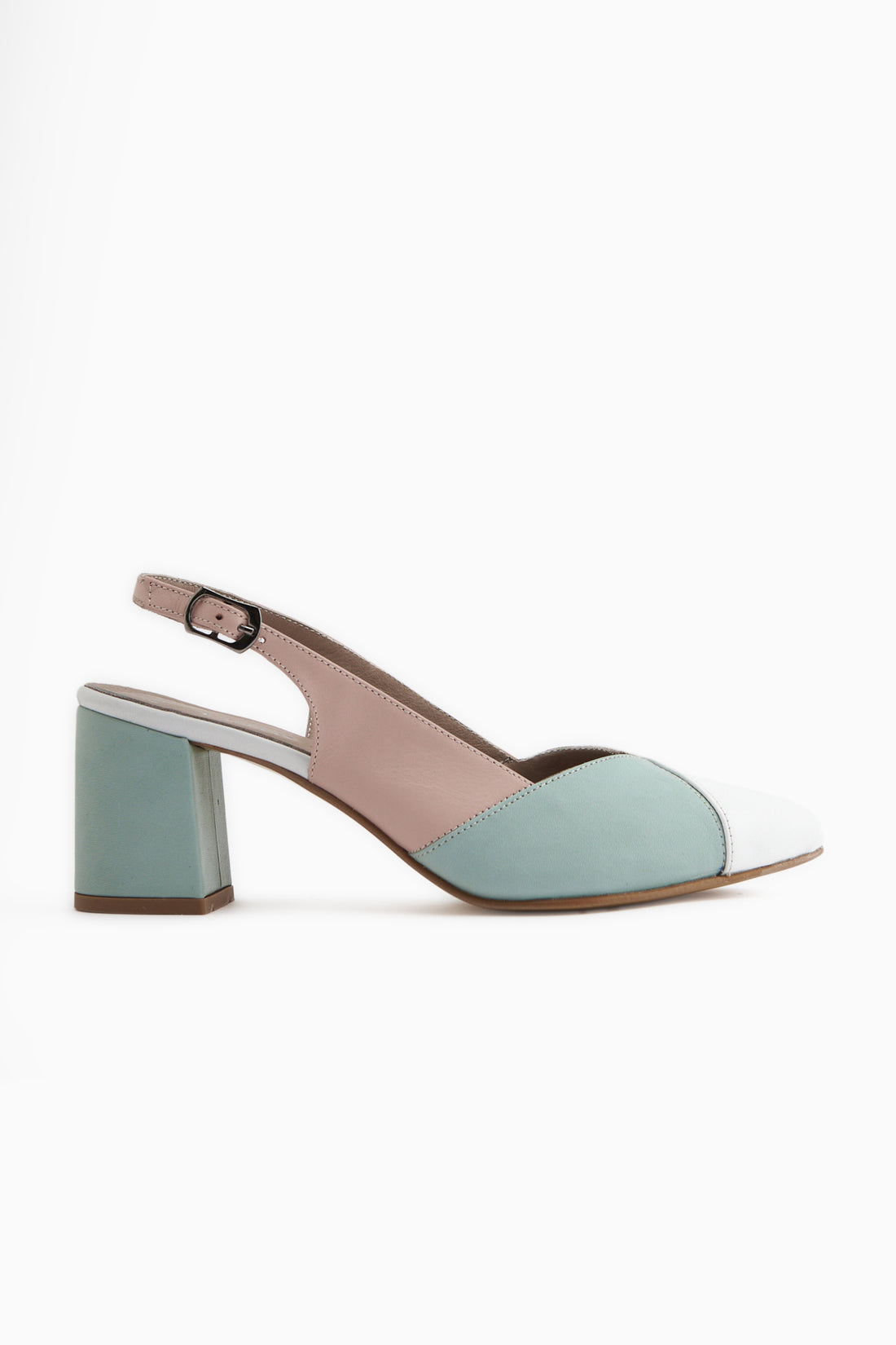 Brenda Genuine Leather White Green Women’s Heeled Sandal
