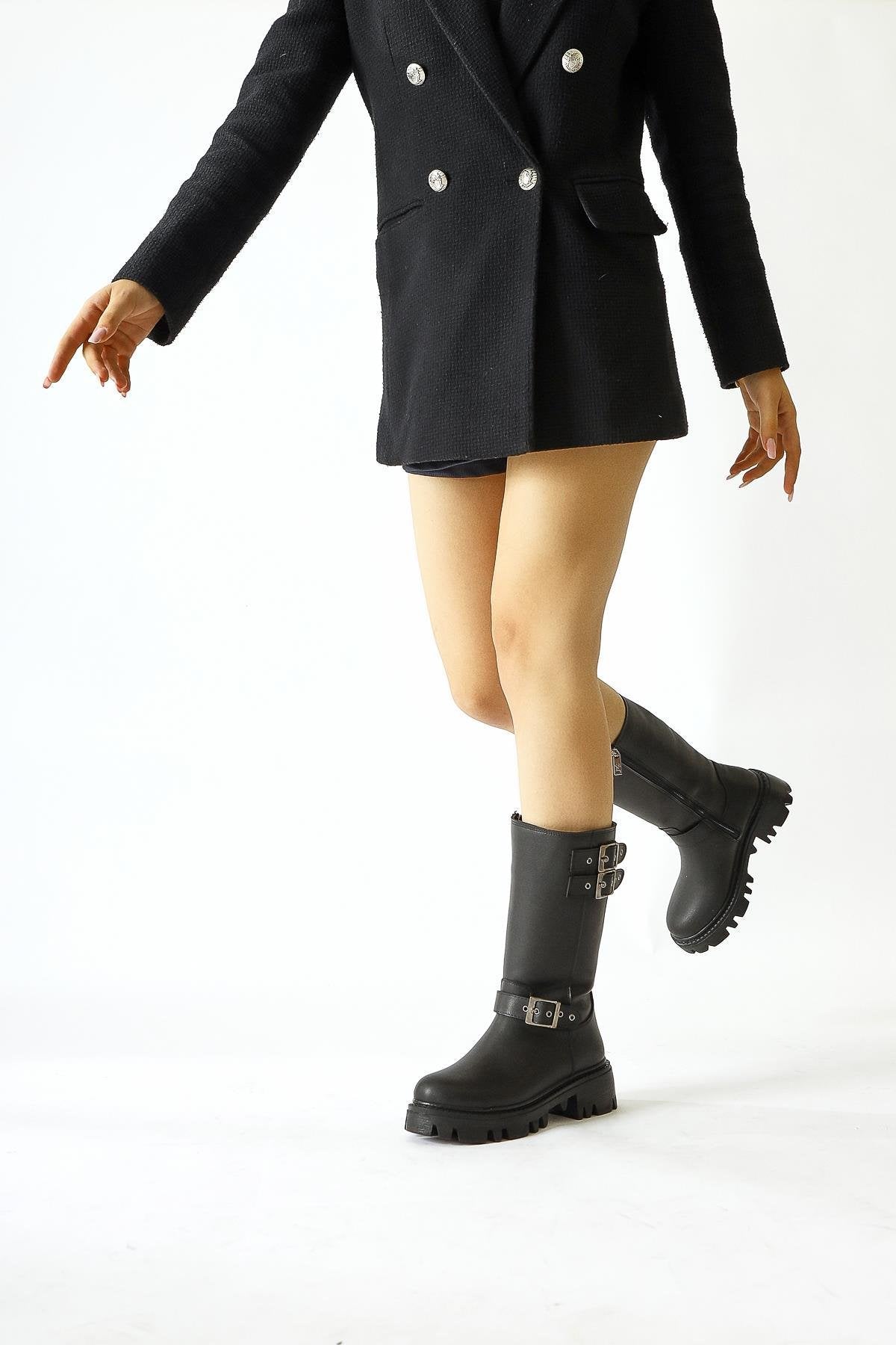 Winfred – Black Belt-Detail Long Boot (Women)