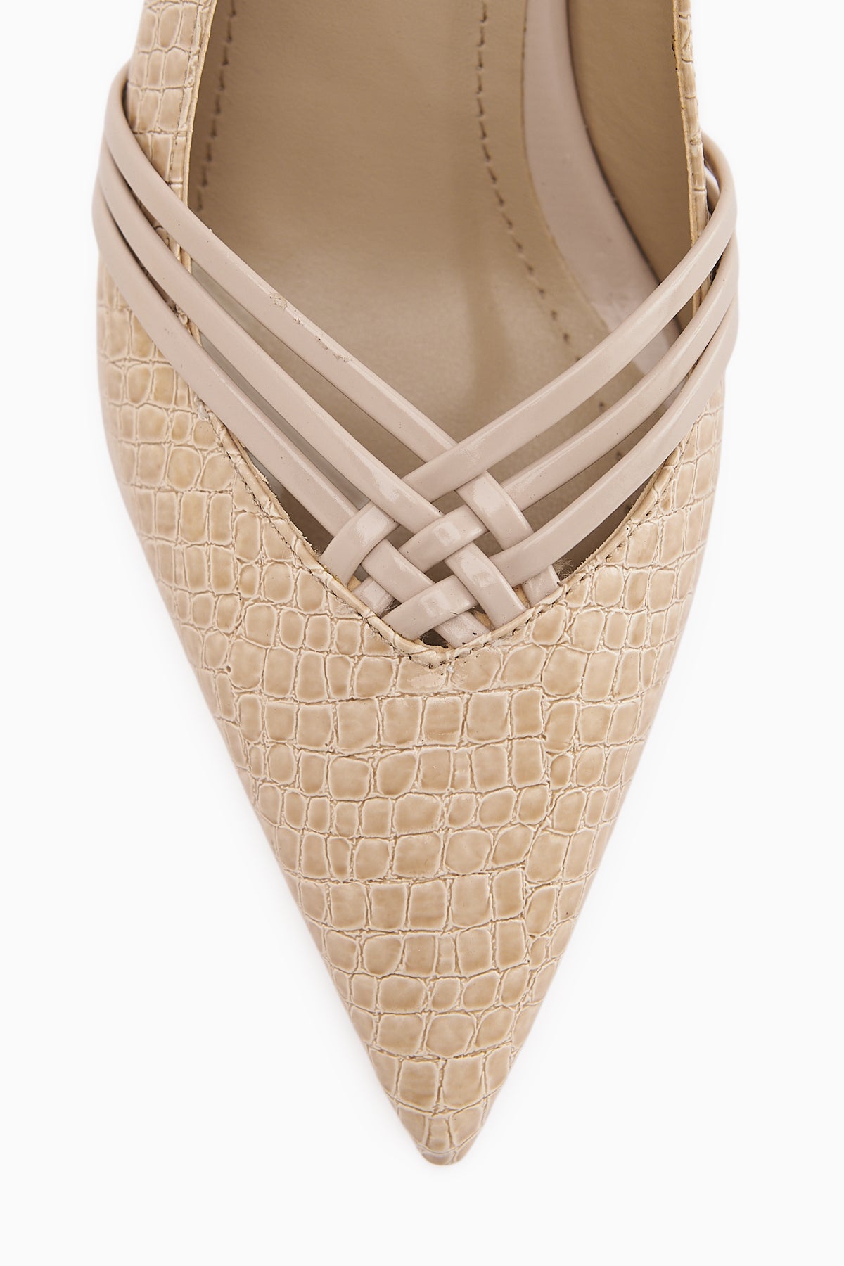 Riyam Women's Beige Crocodile Pattern Stiletto Shoe