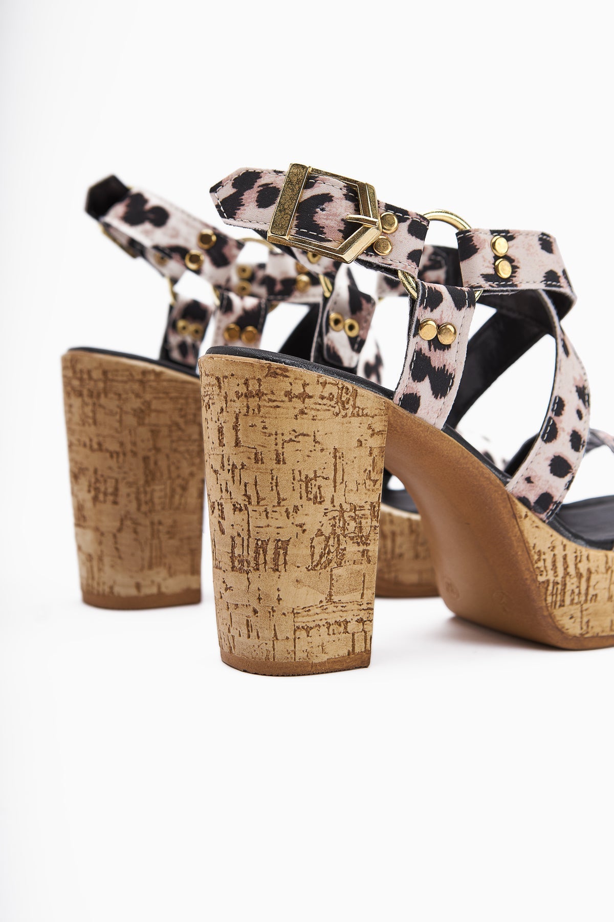 Havannah Schwarz Leopard Kreuzriemen Plateauabsatz Damen Sandalen