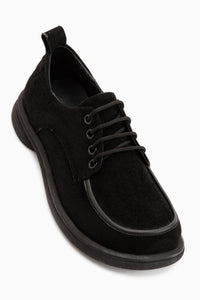 Charis Black Suede Lace-Up Thick Sole Women’s Loafer