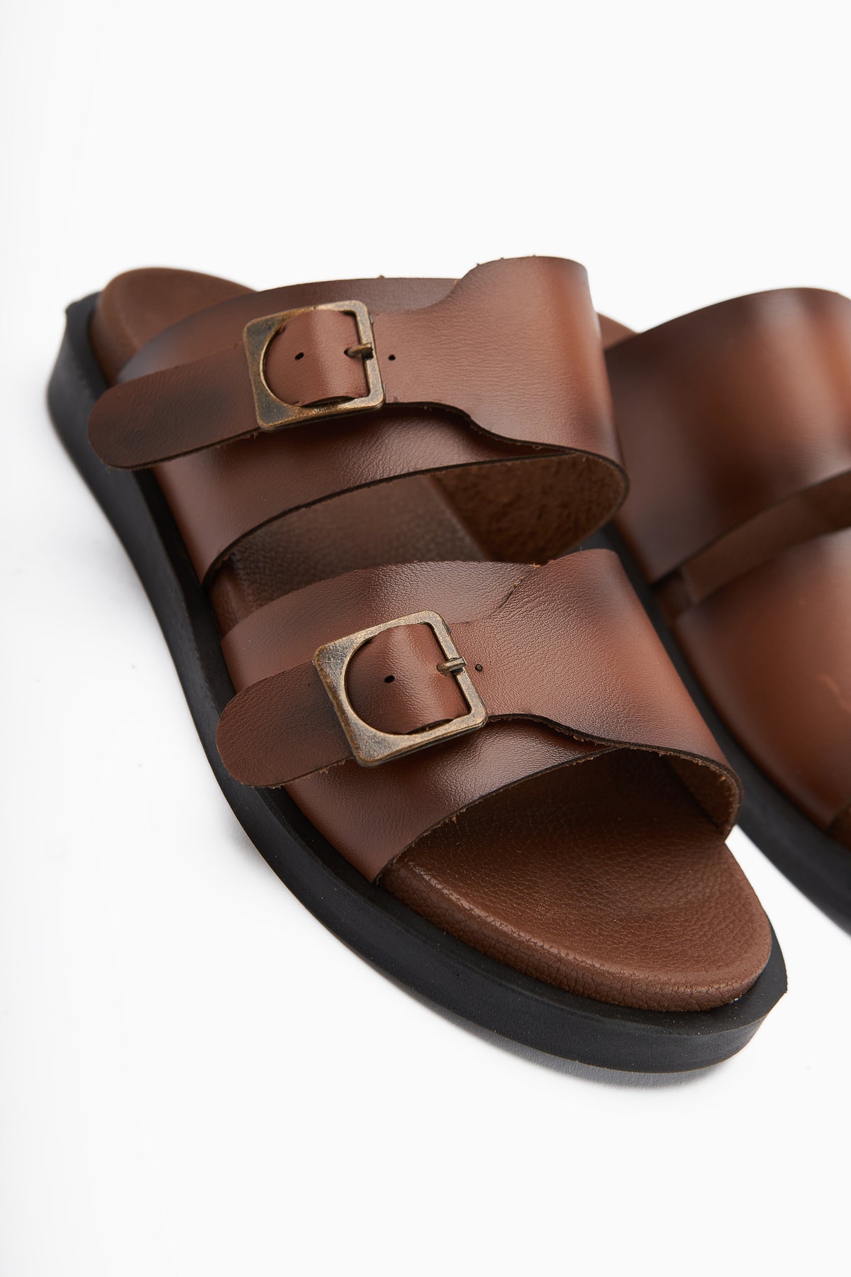 Soha Taba Doppelriemen Flache Damen Slipper