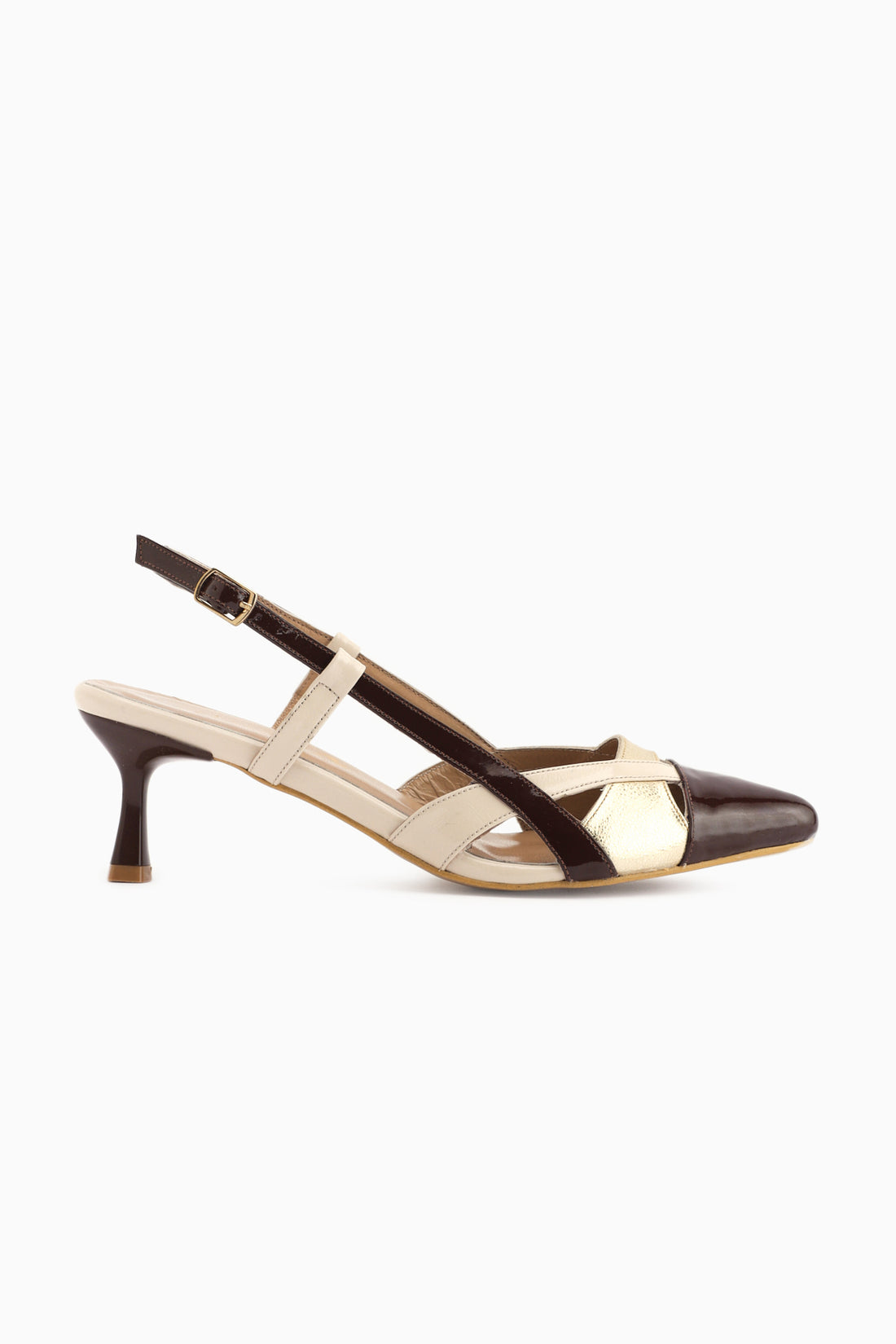 Merry Echtes Leder Beige Geschlossene Zehe Damen Absatzschuhe
